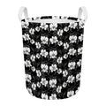 Black And White Cattleya Pattern Print Round Laundry Basket