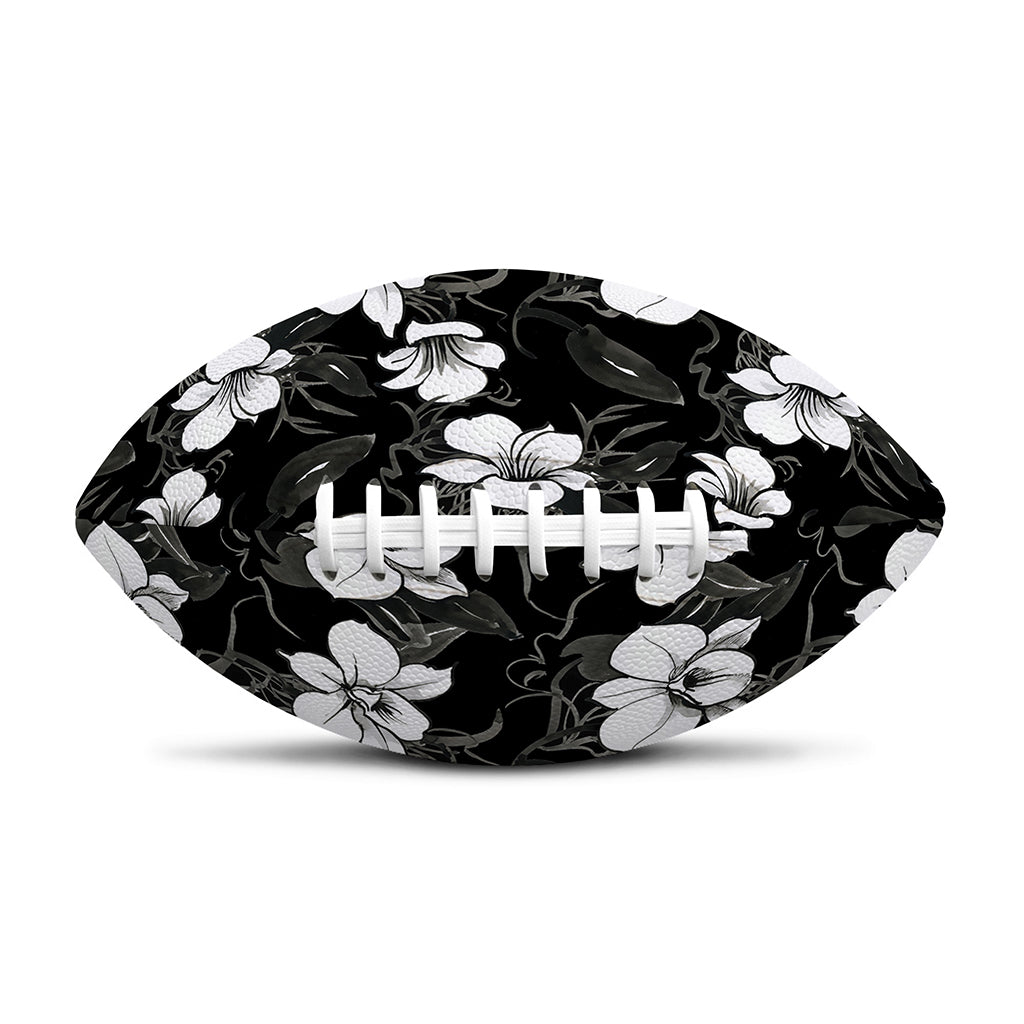 Black And White Cattleya Pattern Print Rugby Ball