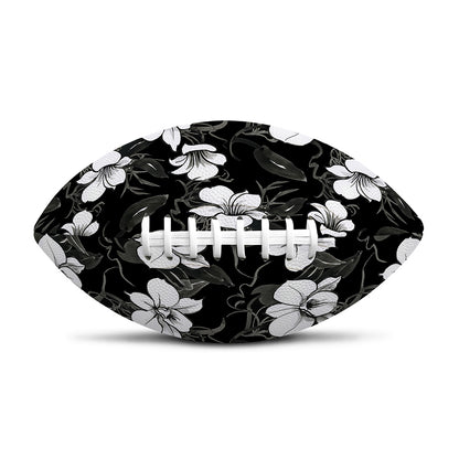 Black And White Cattleya Pattern Print Rugby Ball