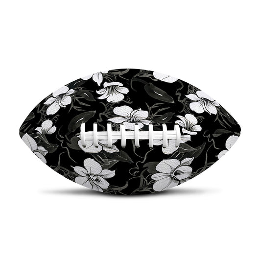 Black And White Cattleya Pattern Print Rugby Ball