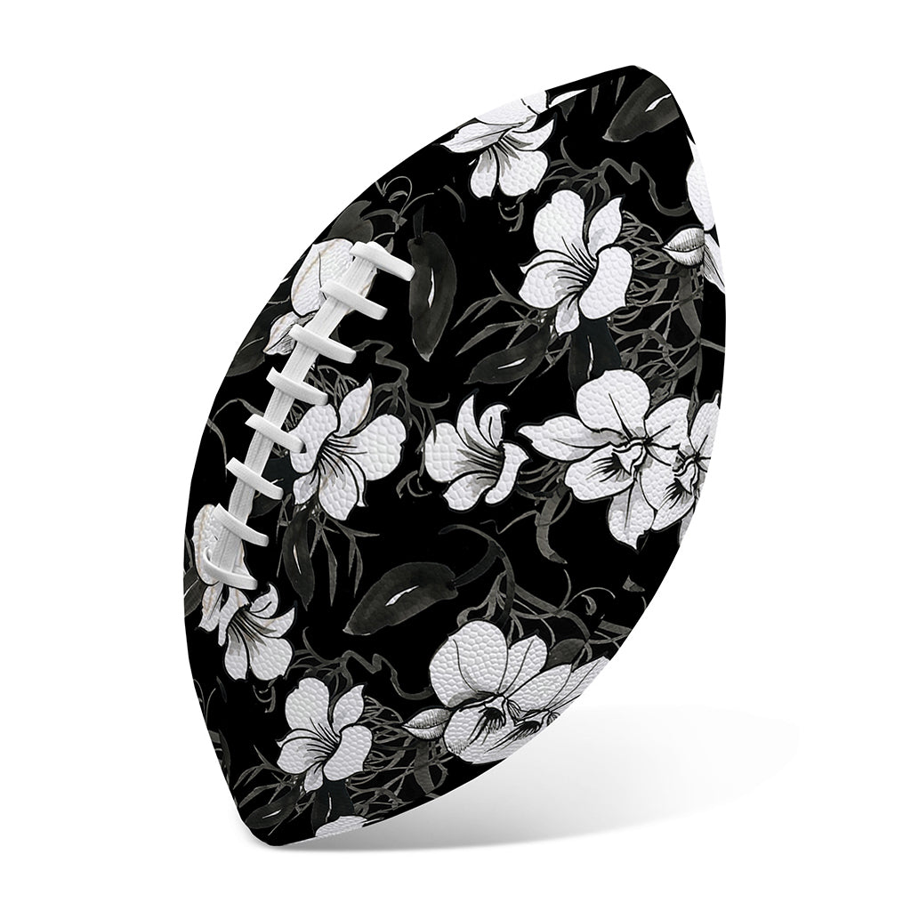 Black And White Cattleya Pattern Print Rugby Ball
