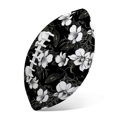 Black And White Cattleya Pattern Print Rugby Ball