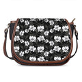 Black And White Cattleya Pattern Print Saddle Bag