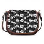 Black And White Cattleya Pattern Print Saddle Bag