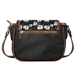 Black And White Cattleya Pattern Print Saddle Bag