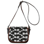 Black And White Cattleya Pattern Print Saddle Bag