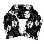 Black And White Cattleya Pattern Print Scarf