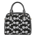 Black And White Cattleya Pattern Print Shoulder Handbag