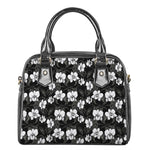 Black And White Cattleya Pattern Print Shoulder Handbag