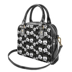 Black And White Cattleya Pattern Print Shoulder Handbag