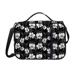Black And White Cattleya Pattern Print Shoulder Strap Bible Bag
