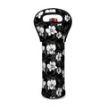 Black And White Cattleya Pattern Print Single Neoprene Wine Tote