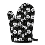 Black And White Cattleya Pattern Print Single Oven Mitt