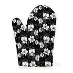 Black And White Cattleya Pattern Print Single Oven Mitt