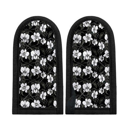 Black And White Cattleya Pattern Print Skillet Handle Cover