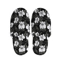 Black And White Cattleya Pattern Print Slippers