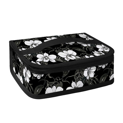 Black And White Cattleya Pattern Print Small Lunch Bag
