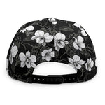 Black And White Cattleya Pattern Print Snapback Cap