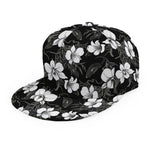 Black And White Cattleya Pattern Print Snapback Cap