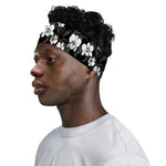 Black And White Cattleya Pattern Print Sports Headband
