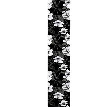 Black And White Cattleya Pattern Print Table Runner