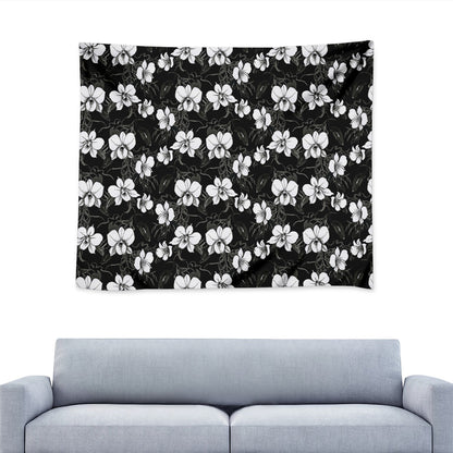 Black And White Cattleya Pattern Print Tapestry