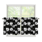 Black And White Cattleya Pattern Print Tier Curtains