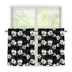 Black And White Cattleya Pattern Print Tier Curtains