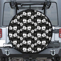 Black And White Cattleya Pattern Print Tire Cover