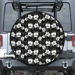 Black And White Cattleya Pattern Print Tire Cover
