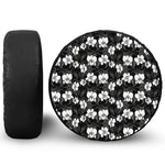 Black And White Cattleya Pattern Print Tire Cover