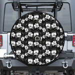 Black And White Cattleya Pattern Print Tire Cover With Camera Hole