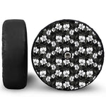 Black And White Cattleya Pattern Print Tire Cover With Camera Hole