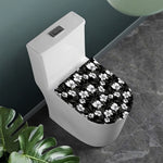 Black And White Cattleya Pattern Print Toilet Lid Cover