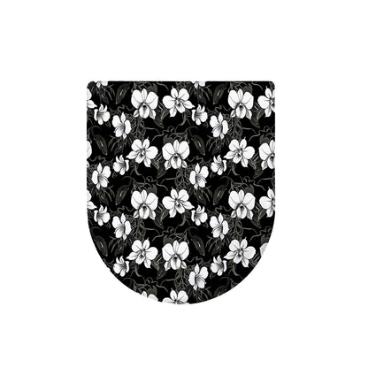 Black And White Cattleya Pattern Print Toilet Lid Cover