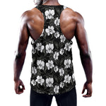 Black And White Cattleya Pattern Print Training Tank Top