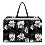 Black And White Cattleya Pattern Print Utility Tote Bag