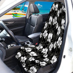 Black And White Cattleya Pattern Print Waterproof Car Seat Cover