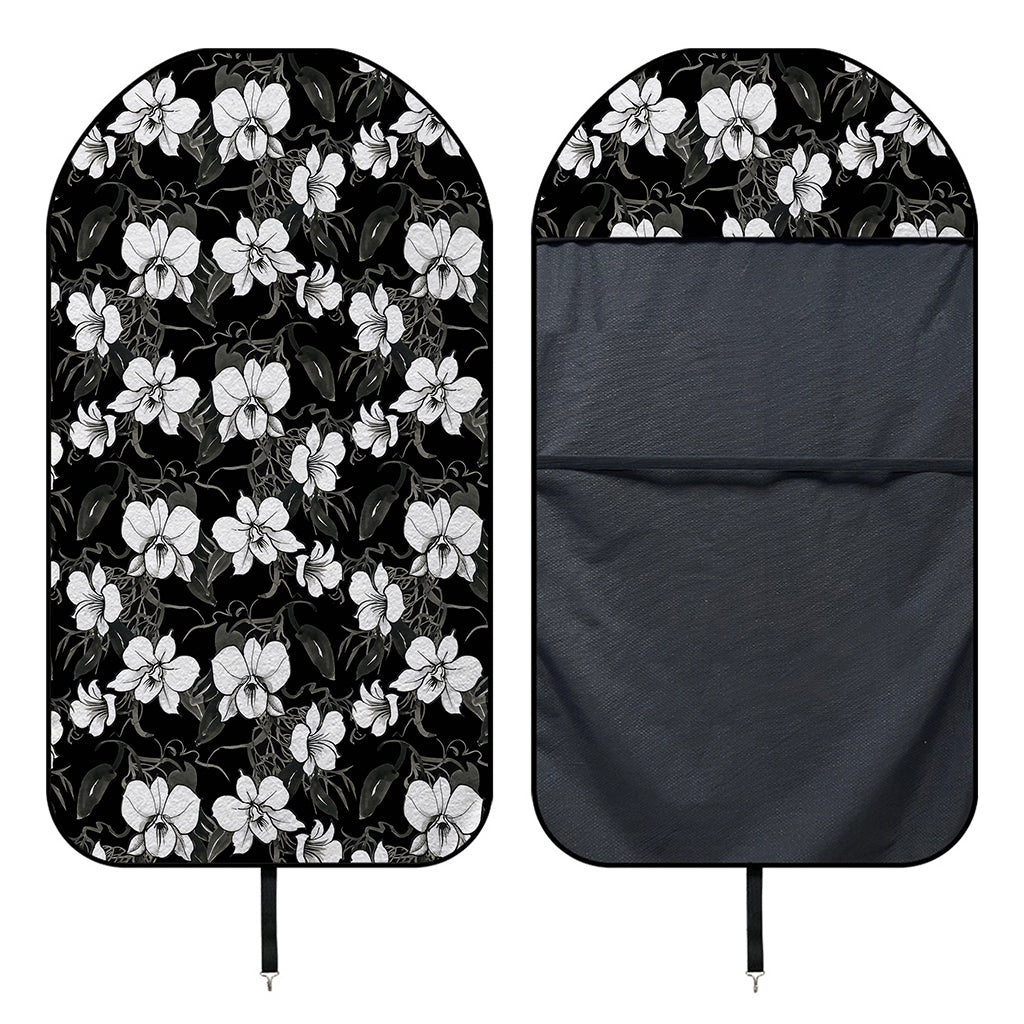 Black And White Cattleya Pattern Print Waterproof Car Seat Cover