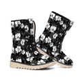 Black And White Cattleya Pattern Print Winter Boots
