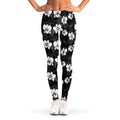 Black And White Cattleya Pattern Print Women's Leggings