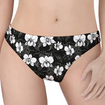 Black And White Cattleya Pattern Print Women's Thong