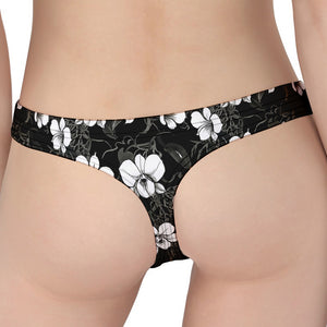 Black And White Cattleya Pattern Print Women's Thong