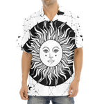 Black And White Celestial Sun Print Aloha Shirt