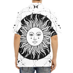Black And White Celestial Sun Print Aloha Shirt