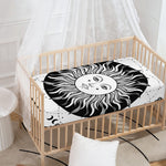 Black And White Celestial Sun Print Baby Crib Sheet