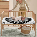 Black And White Celestial Sun Print Baby Crib Sheet