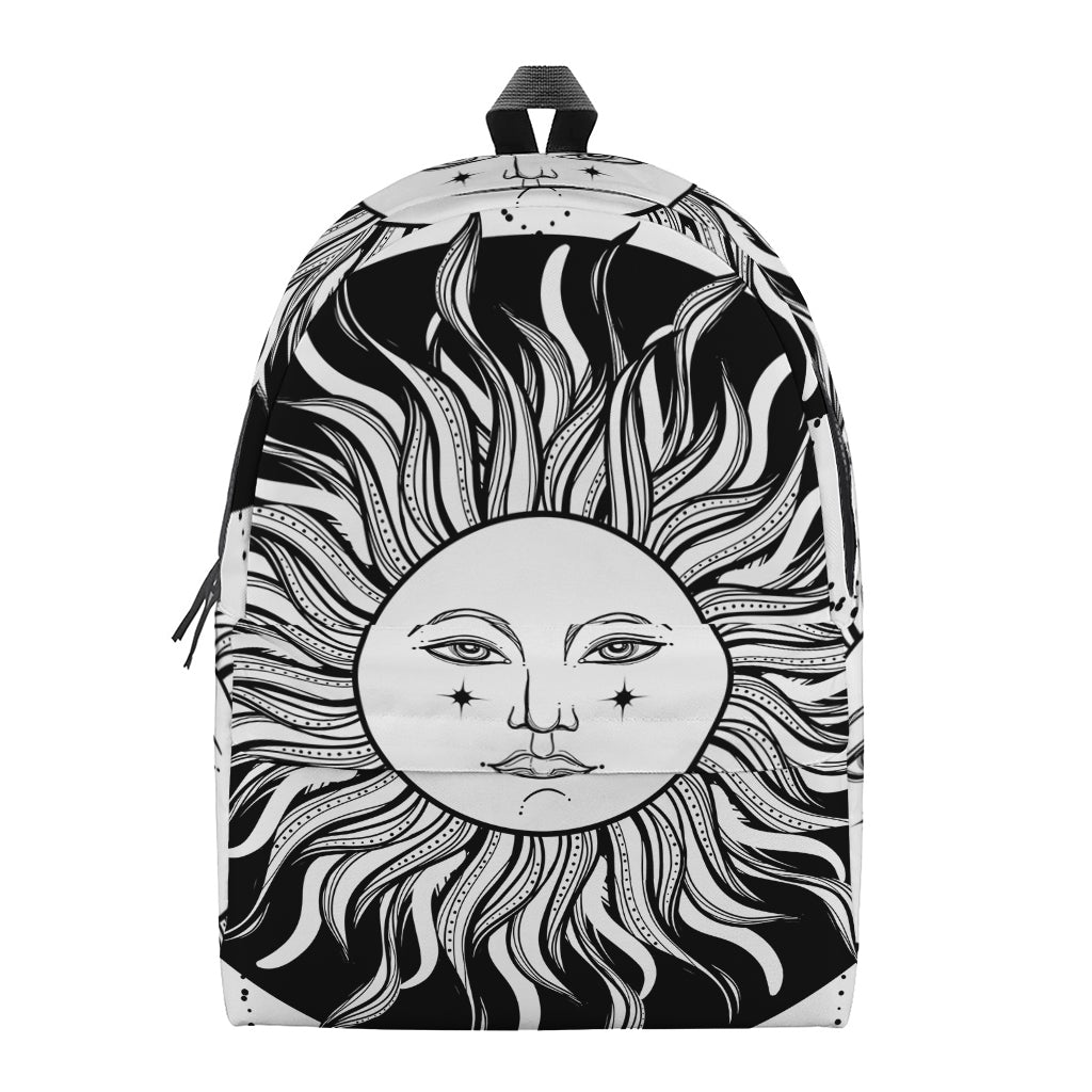 Black And White Celestial Sun Print Backpack