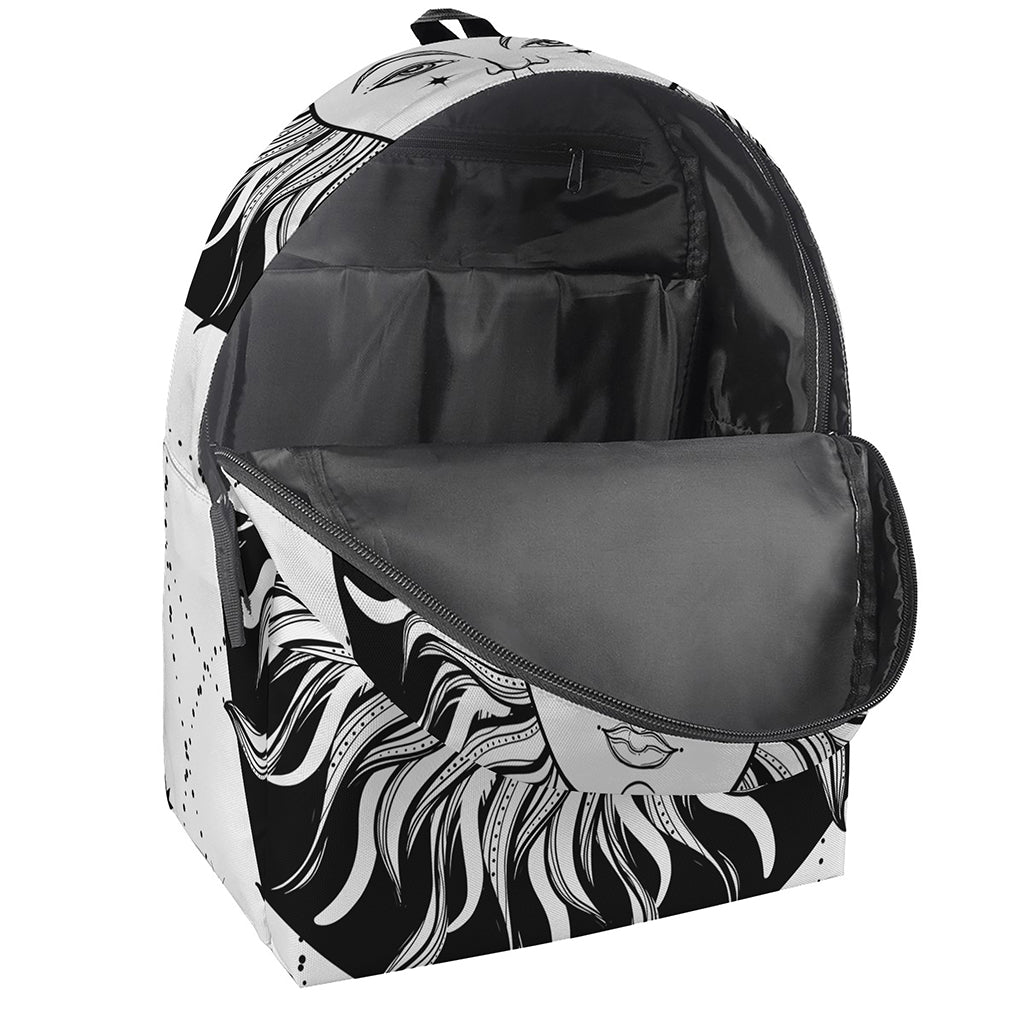 Black And White Celestial Sun Print Backpack