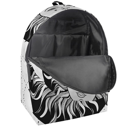 Black And White Celestial Sun Print Backpack